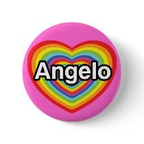 I love Angelo, rainbow heart Buttons