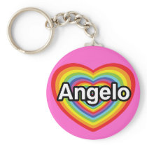 I love Angelo, rainbow heart Key Chains