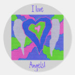 I Love  Angels! Round Stickers