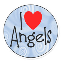 I Love Angels Round Sticker