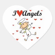 I Love Angels T-shirts and Gifts Heart Stickers