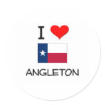 I Love Angleton Texas Round Sticker