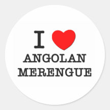 I Love Angolan Merengue Round Sticker