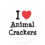 I love Animal Crackers heart T-Shirt Round Sticker