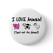 I Love Animals Vegetarian Pins