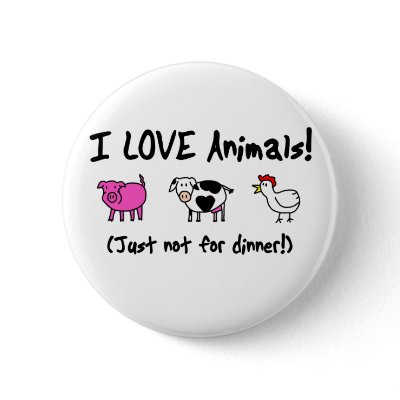I Love Animals Vegetarian Button