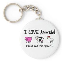 I Love Animals Vegetarian Keychains