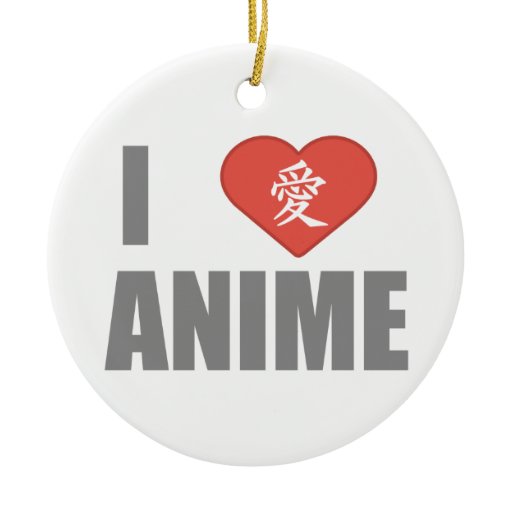 I love Anime Double-Sided Ceramic Round Christmas Ornament | Zazzle