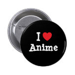 I love Anime heart custom personalized Buttons