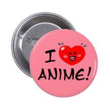 I Love Anime Pinback Button