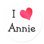 I Love Annie Round Stickers