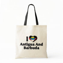 I Love Antigua & Barbuda Flag Canvas Bags