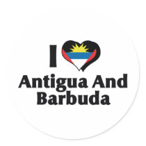 I Love Antigua & Barbuda Flag Round Stickers