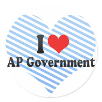 I Love AP Government Round Stickers