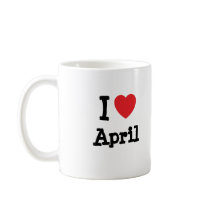 I love April heart T-Shirt mugs