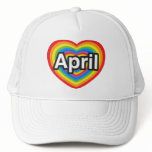 I love April. I love you April. Heart Mesh Hats