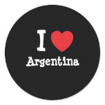 I love Argentina heart T-Shirt Round Stickers