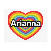 I love Arianna, rainbow heart Post Cards