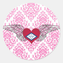 I Love Arkansas -wings Round Sticker