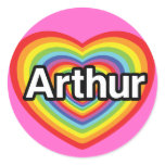 I love Arthur, rainbow heart stickers