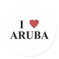 I Love Aruba Round Sticker