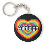 I love Ashleigh, rainbow heart Key Chains