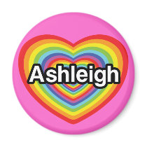I love Ashleigh, rainbow heart Fridge Magnet