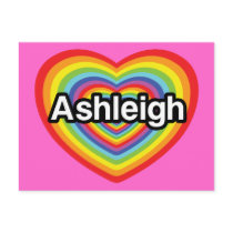 I love Ashleigh, rainbow heart Post Cards