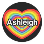 I love Ashleigh, rainbow heart Stickers