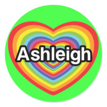 I love Ashleigh, rainbow heart Sticker