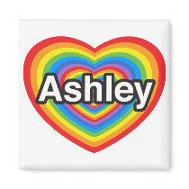 I love Ashley. I love you Ashley. Heart Refrigerator Magnets