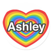 I love Ashley. I love you Ashley. Heart Round Stickers