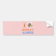 I Love Ashley, IL Bumper Stickers