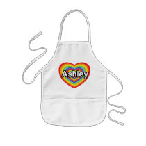 I love Ashley, rainbow heart Apron
