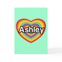 I love Ashley, rainbow heart Greeting Cards
