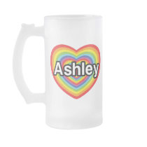 I love Ashley, rainbow heart Coffee Mugs