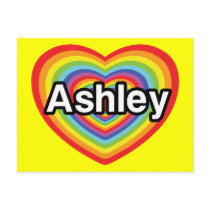 I love Ashley, rainbow heart Postcards