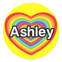 I love Ashley, rainbow heart Sticker
