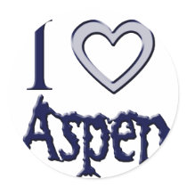 i love aspen round sticker