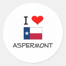 I Love Aspermont Texas Round Stickers
