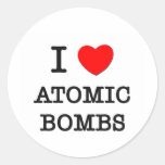 I Love Atomic Bombs Round Stickers