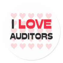 I LOVE AUDITORS ROUND STICKERS