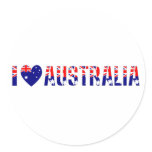 I Love Australia Round Stickers