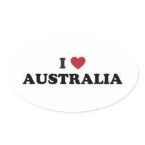 I Love Australia Oval Sticker