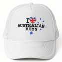 I Love Australian Boys hats