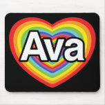 I love Ava, rainbow heart Mousepad