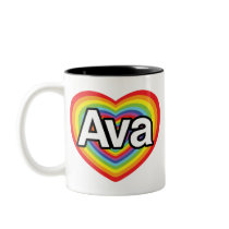 I love Ava, rainbow heart Mug