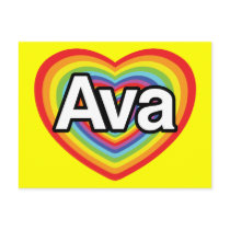 I love Ava, rainbow heart Postcards