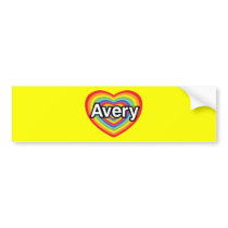 I love Avery, rainbow heart Bumper Sticker