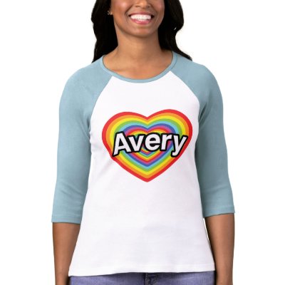 I love Avery, rainbow heart T Shirts